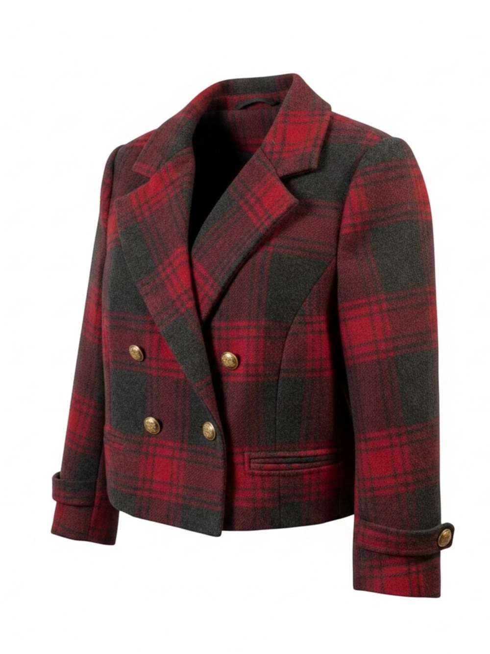 Plaid Red and Black Women's Jacket